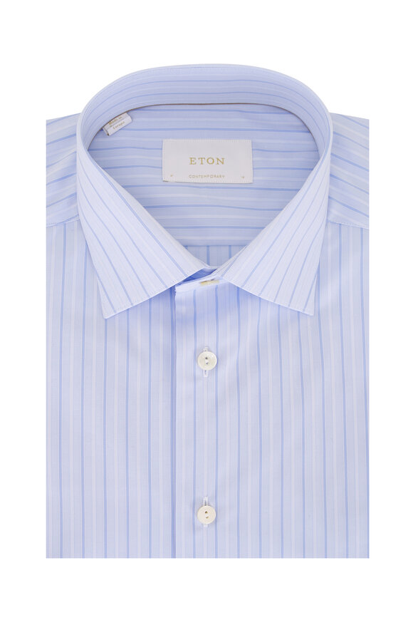 Eton Light Blue Stripe Cotton Dress Shirt