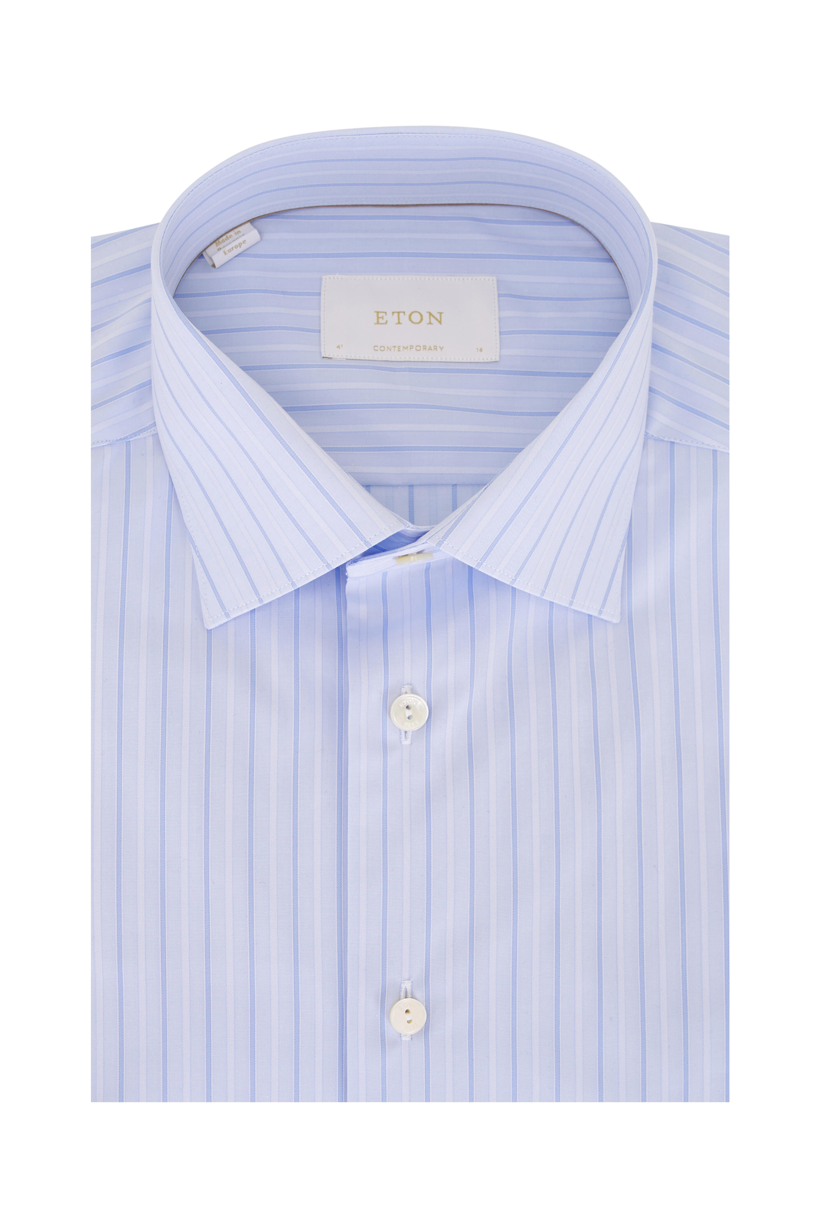 Eton - Light Blue Stripe Cotton Dress Shirt