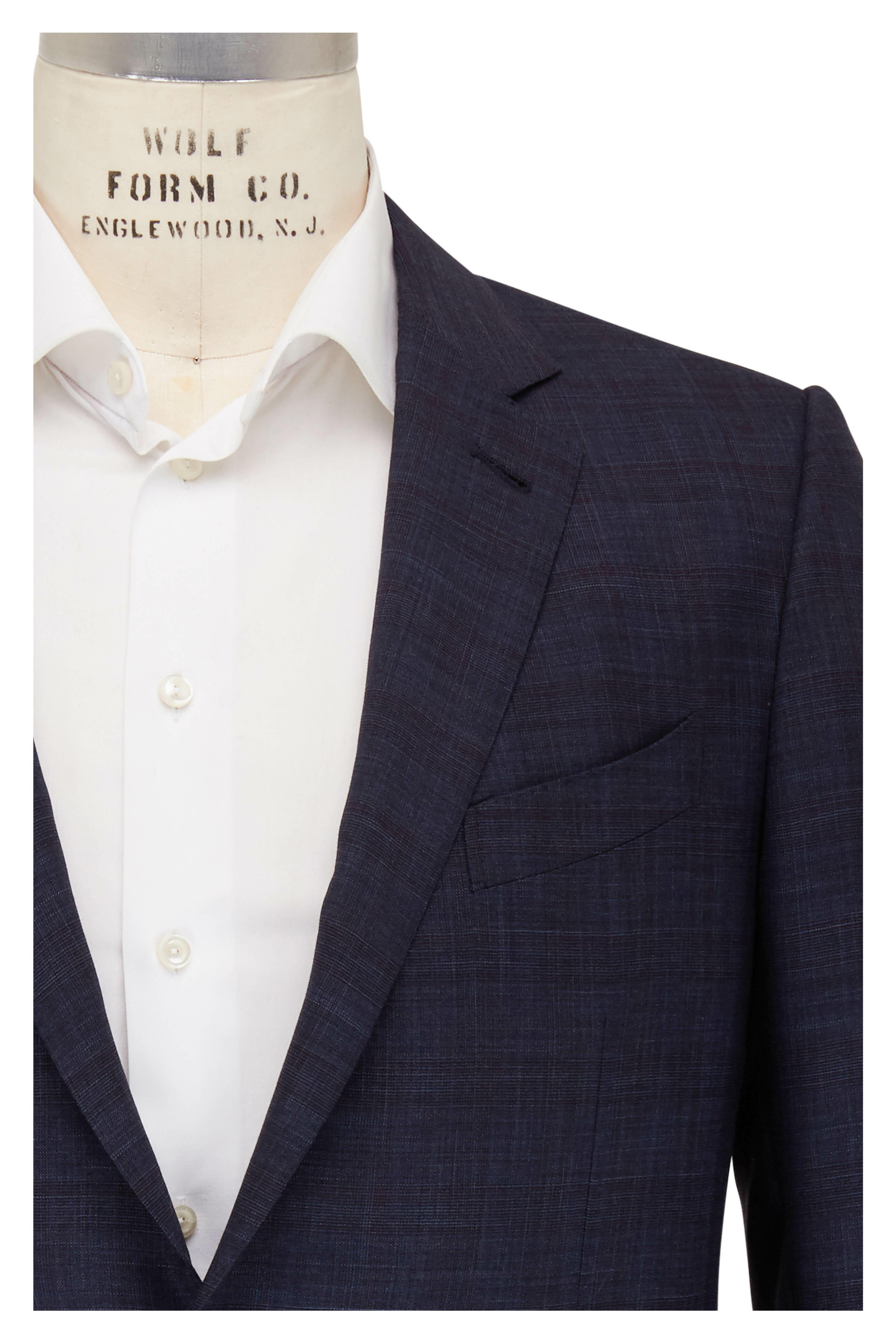 Zegna - Navy Blue Glen Plaid Wool & Silk Suit