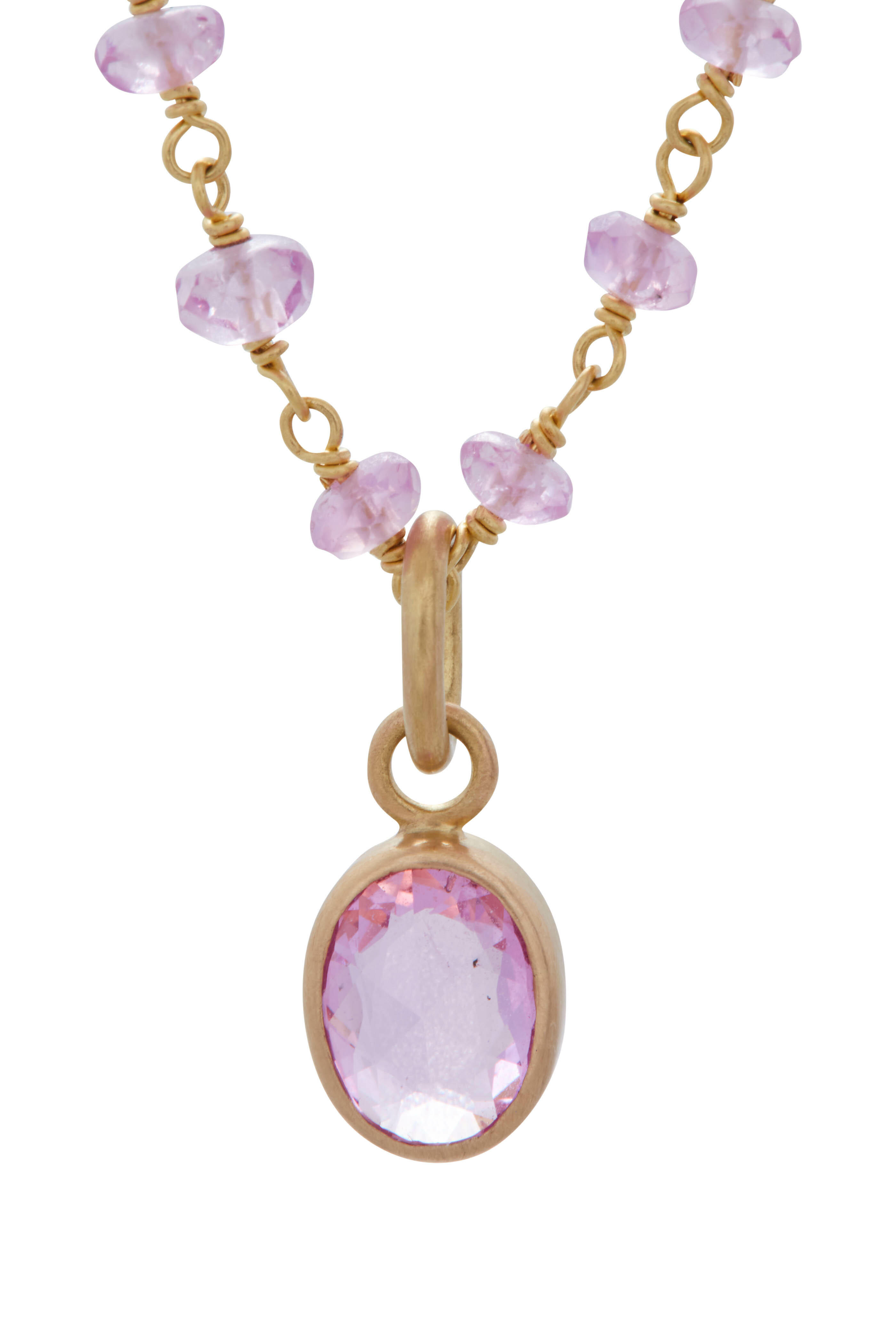 Caroline Ellen - Pink Sapphire Bead Pendant Necklace