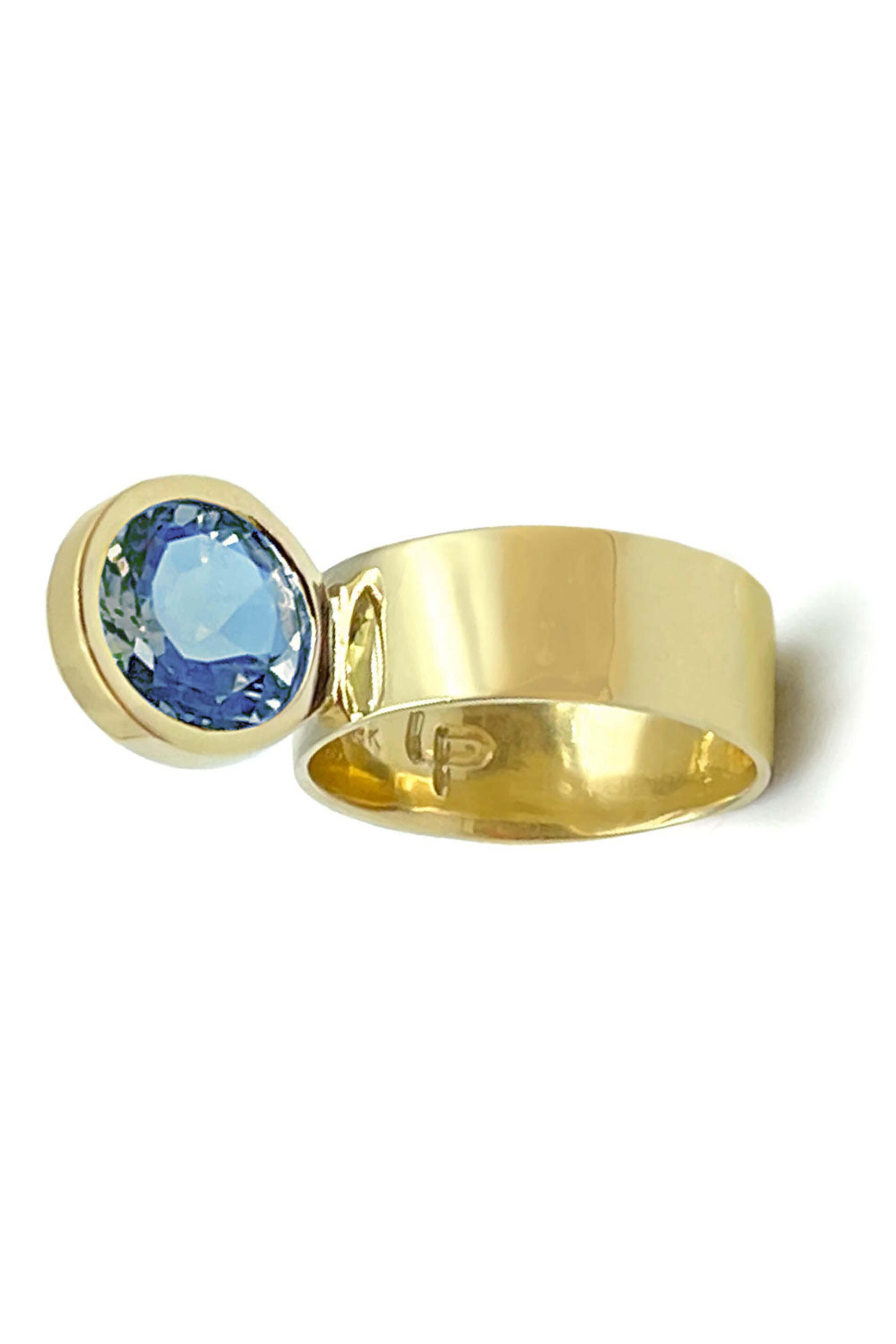Leslie Paige - Round Brilliant Aquamarine Perch Ring