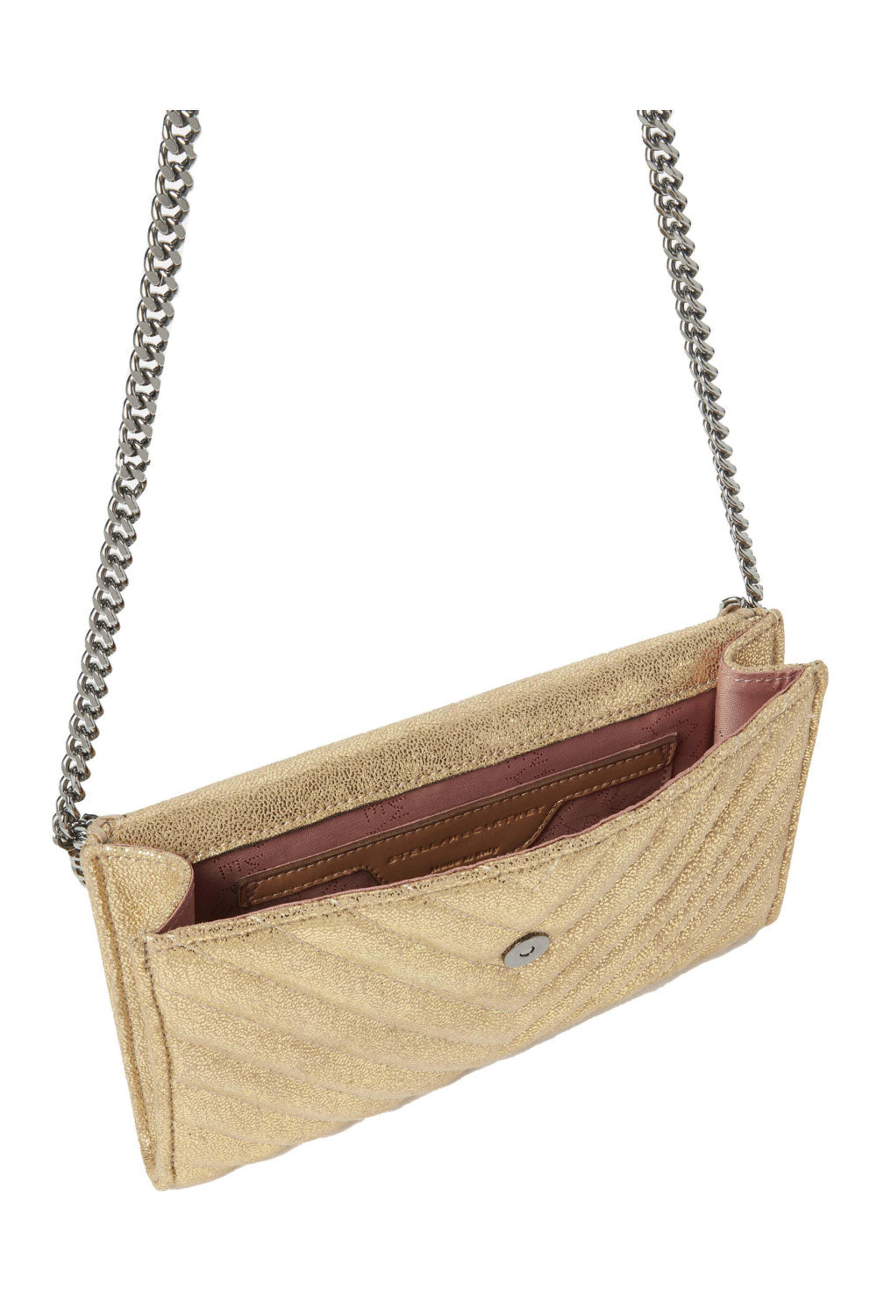 Stella McCartney - Mini Falabella Shiny Shoulder Bag in Gold