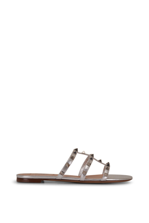 Valentino Garavani - Silver Rockstud Flat Sandal