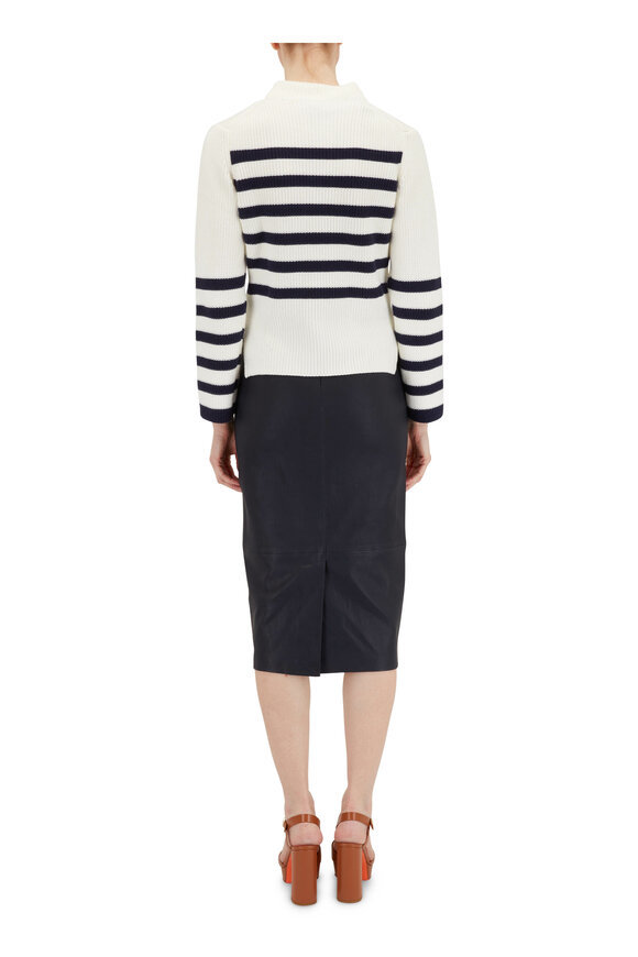 &Isla - Marina White & Navy Striped Ribbed Sweater