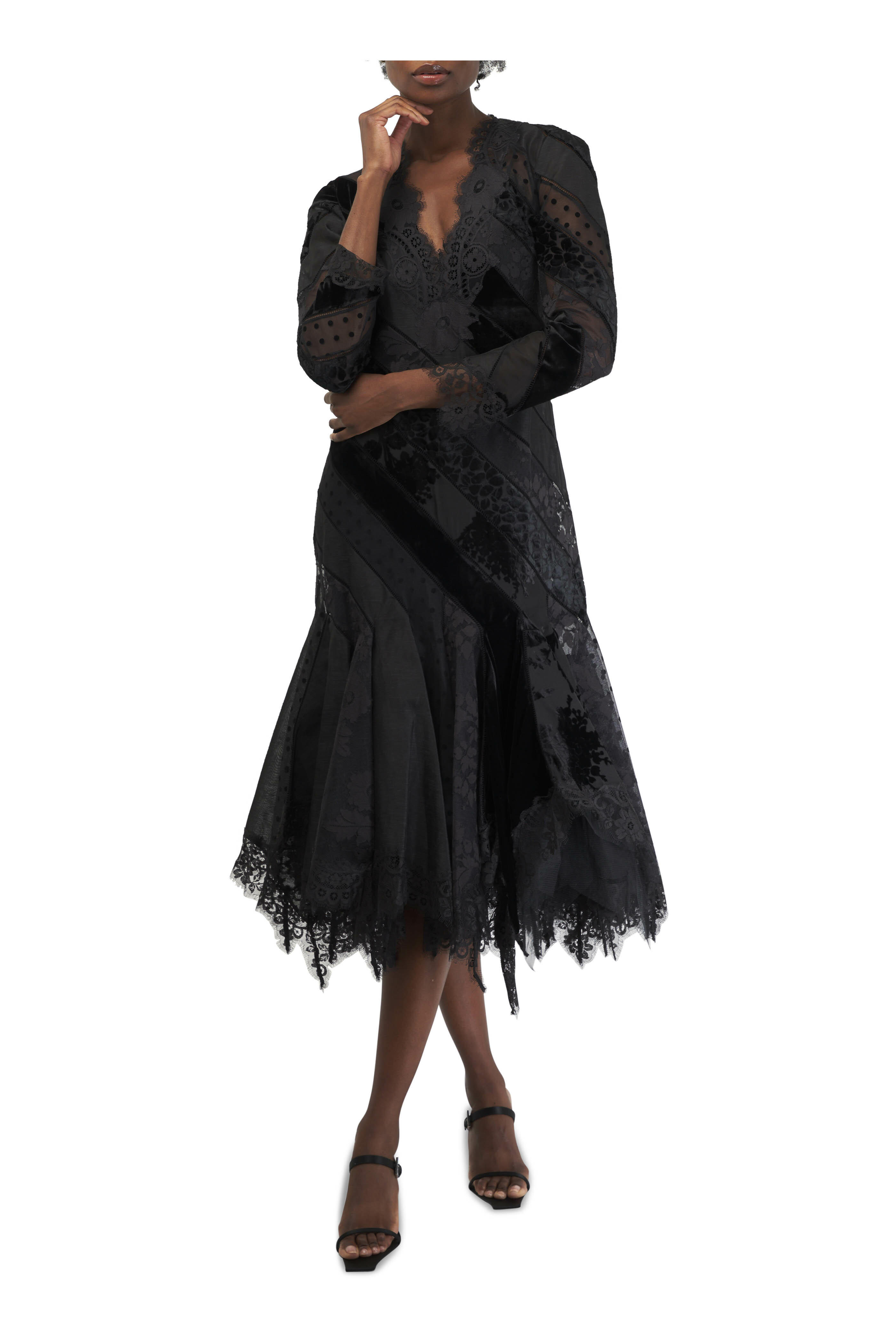 Zimmermann - Eden V-Neck Spliced Black Gown | Mitchell Stores