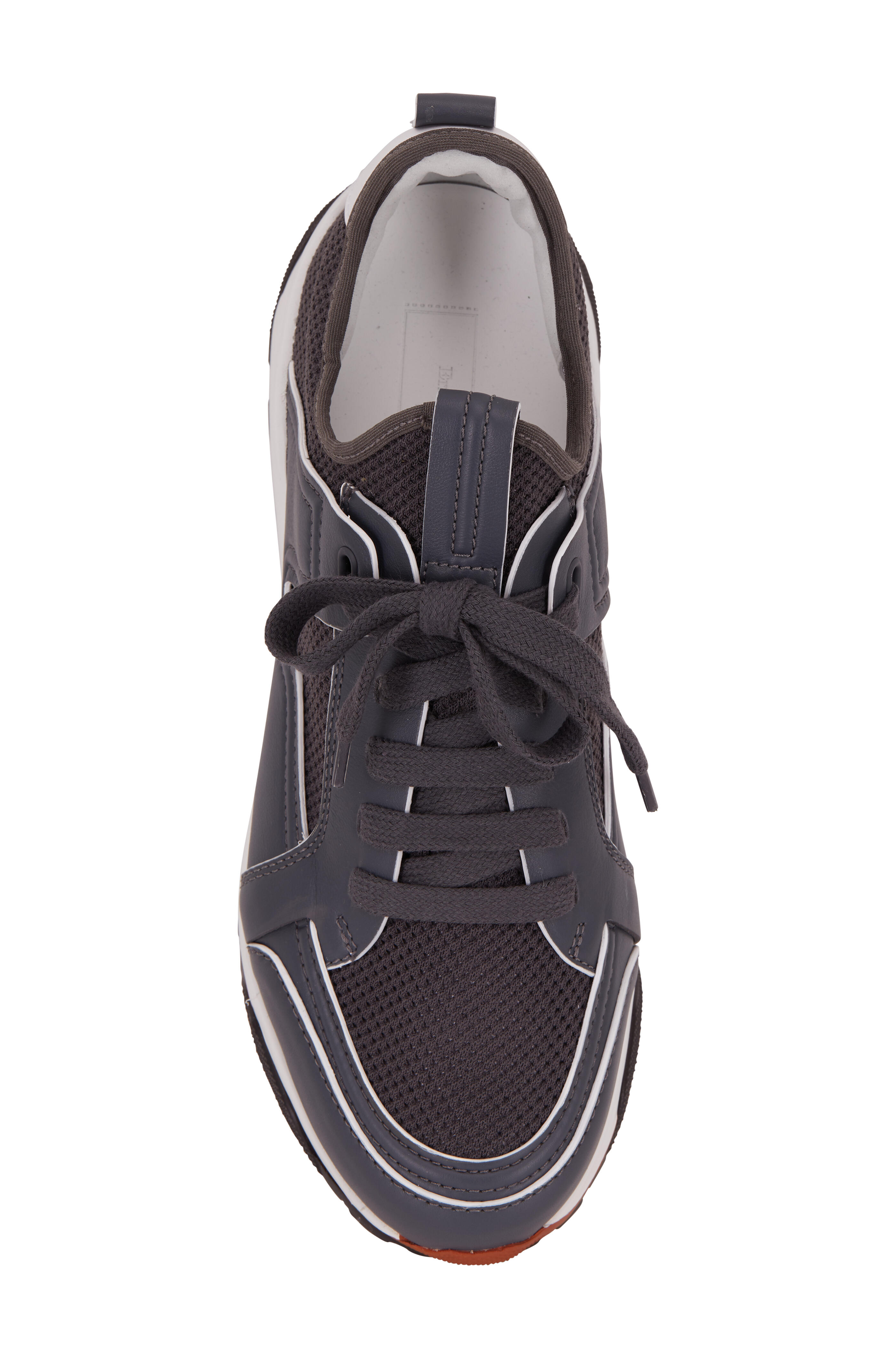 Zegna - Nuova Medium Gray Leather & Mesh Trainer