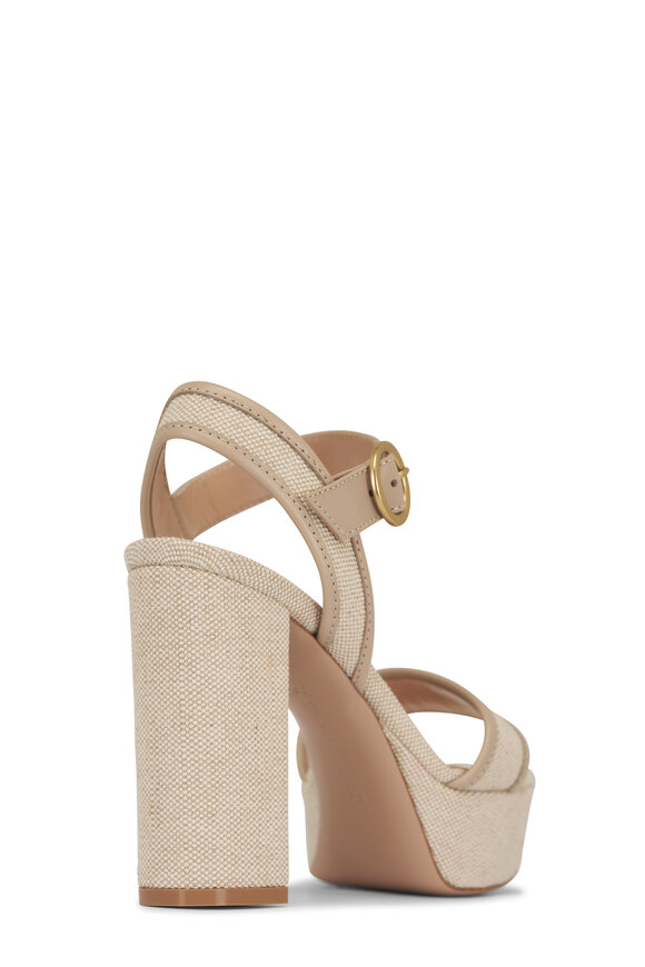 Gianvito Rossi Milos Sand & Natural Chunky Sandal, 70mm - view 7