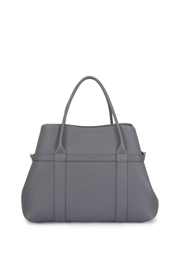 Loro Piana Large Ghiera Gray Leather Shopper Tote - view 1