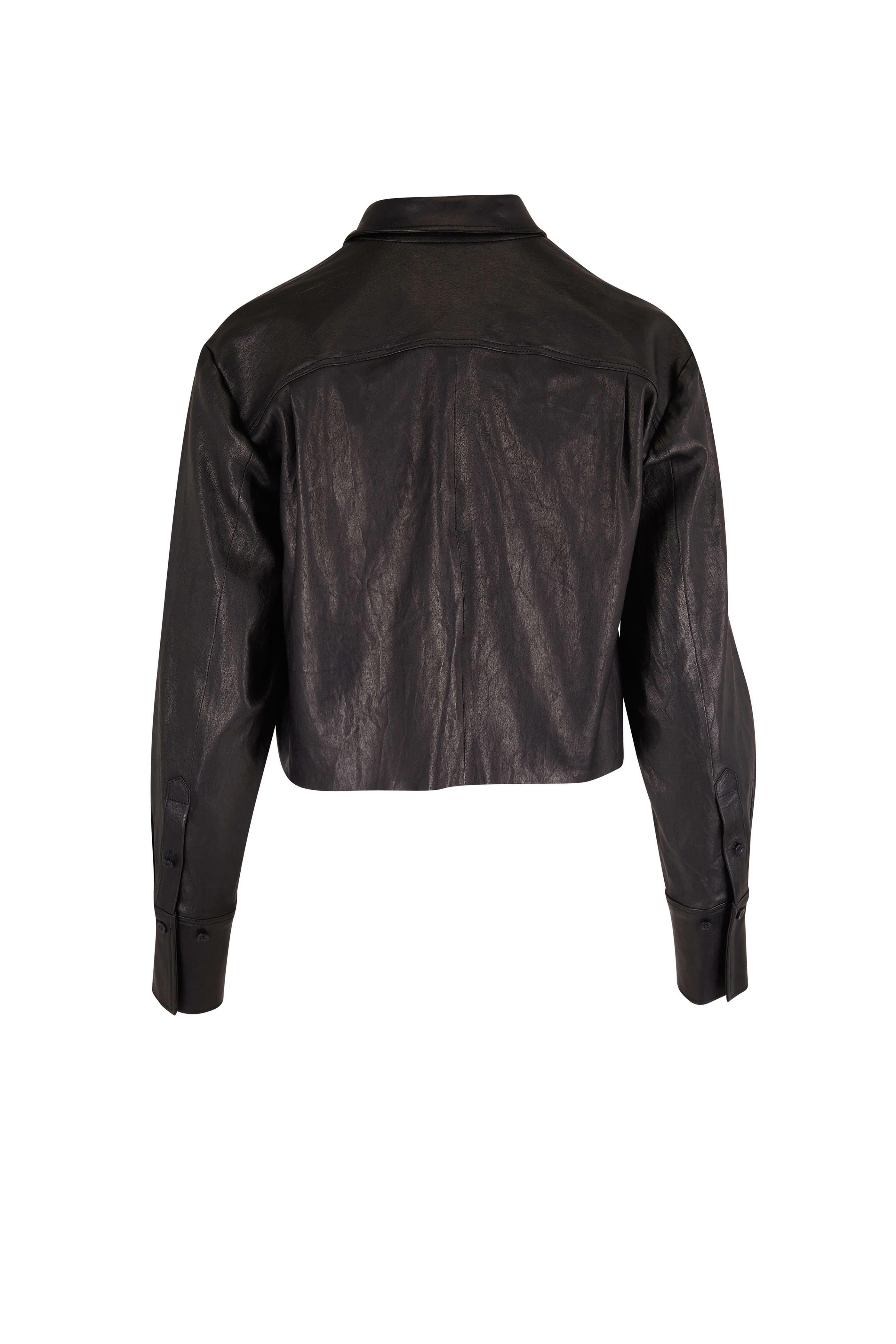 Frame - Black Cutoff Leather Shirt