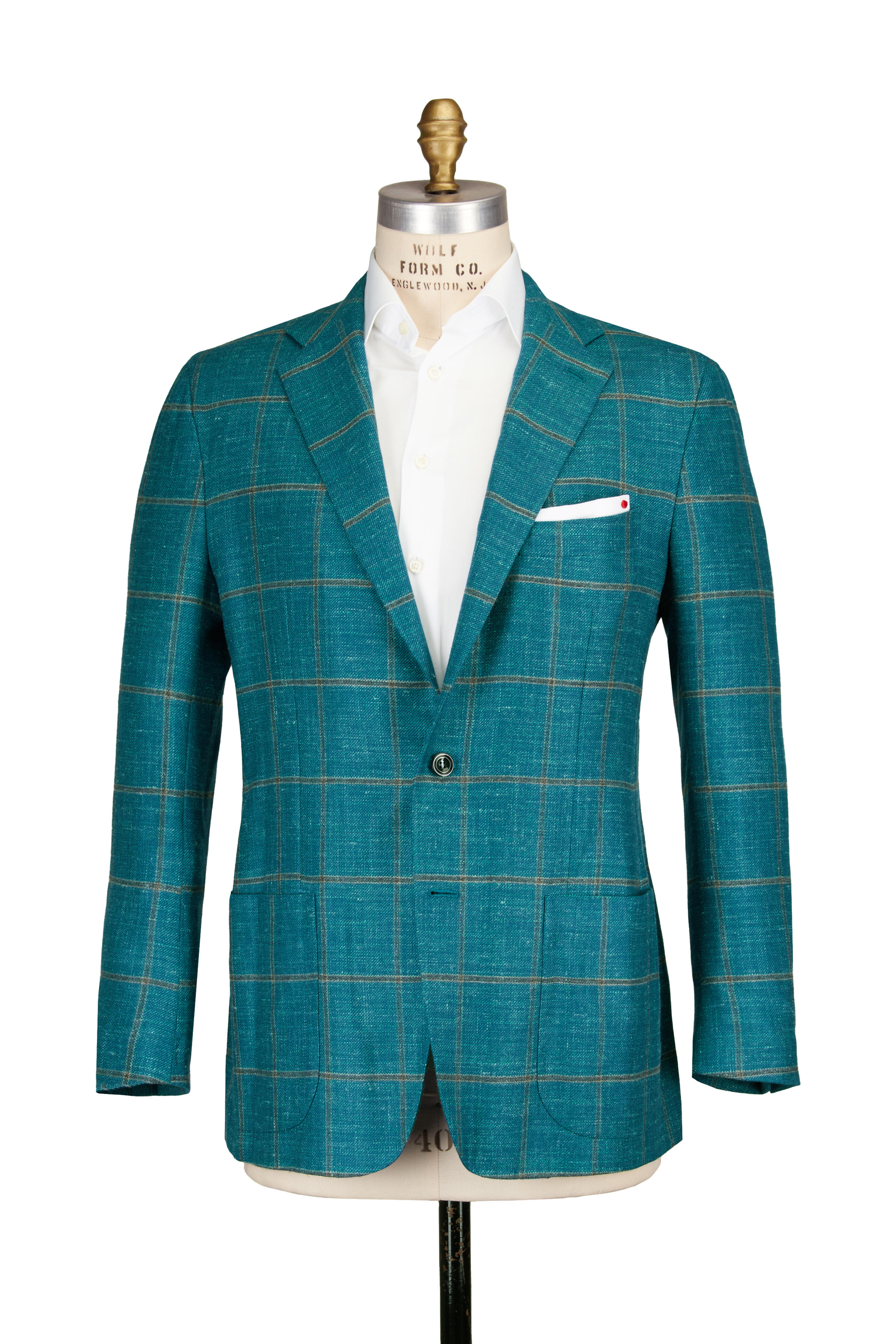 Kiton - Teal Blue Windowpane Sportcoat - view 2
