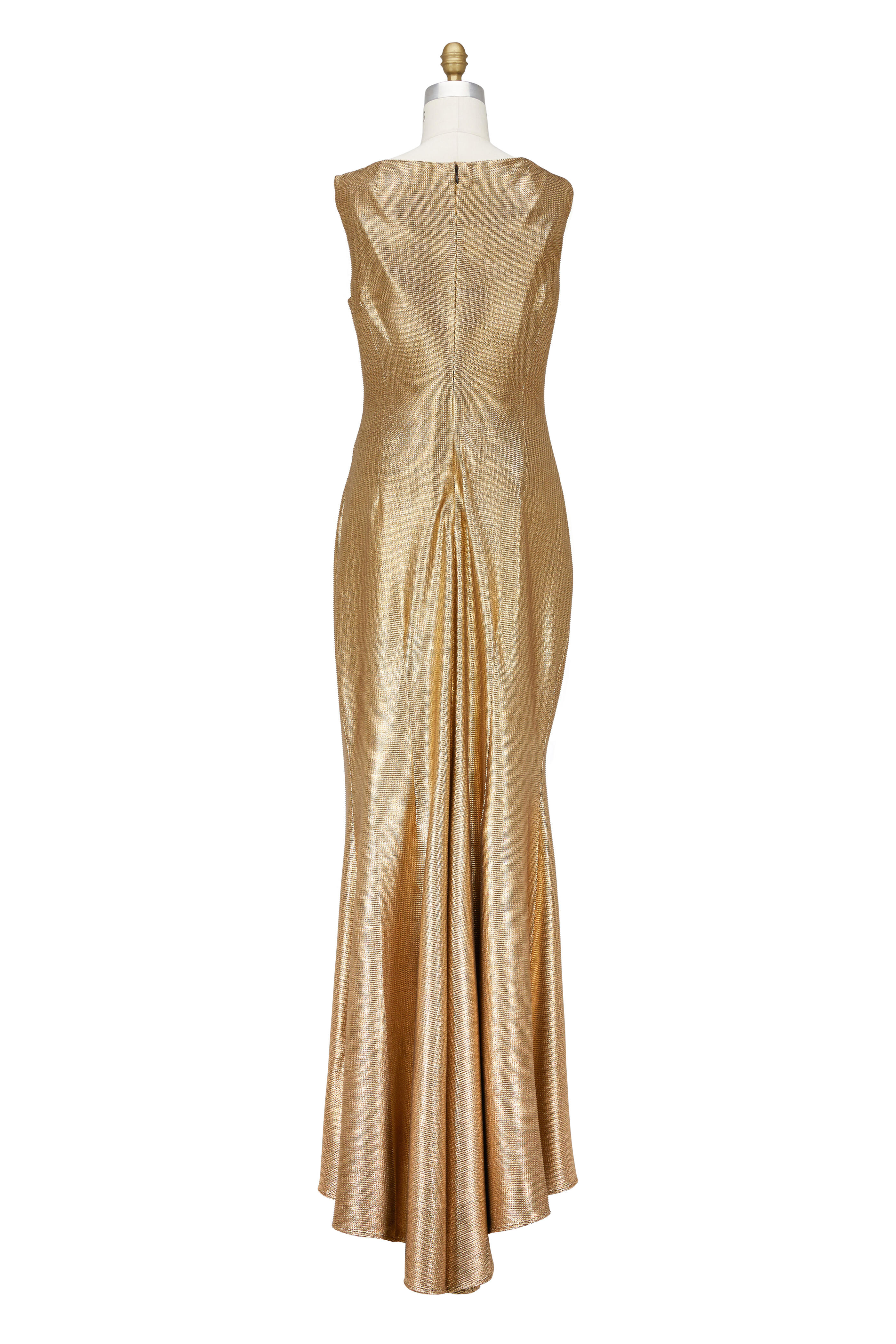 Talbot Runhof - Colly Metallic Gold Jersey Ruched Gown