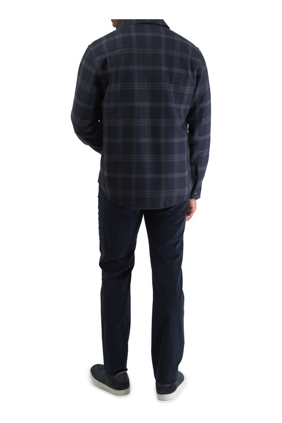 Brioni -  Windowpane Navy & Gray Wool Overshirt