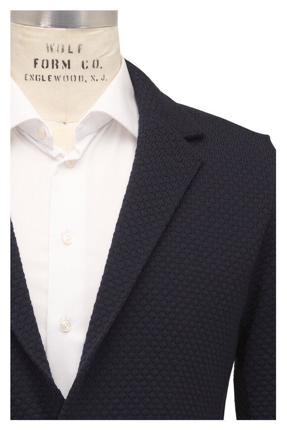 Patrick Assaraf Midnight Bubble Stitch Wool Sweater Jacket