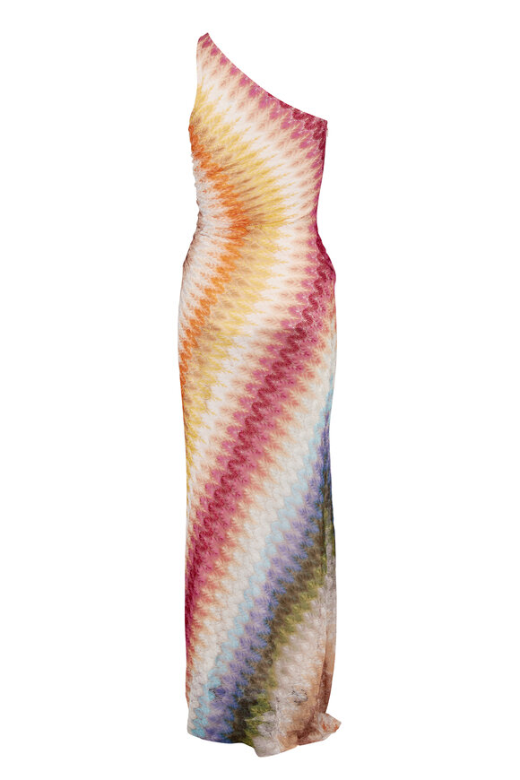 Missoni Orange Multi One Shoulder Maxi Dress - view 2