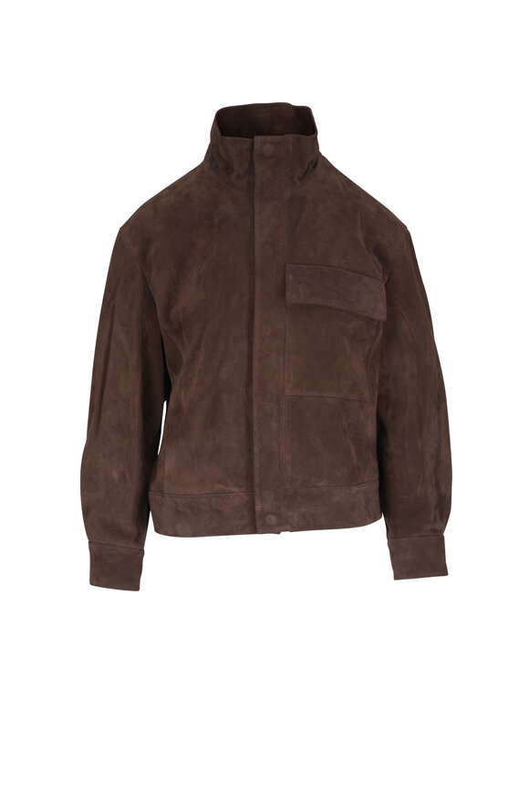 Nili Lotan Cirque Chocolate Brown Suede Jacket - view 1