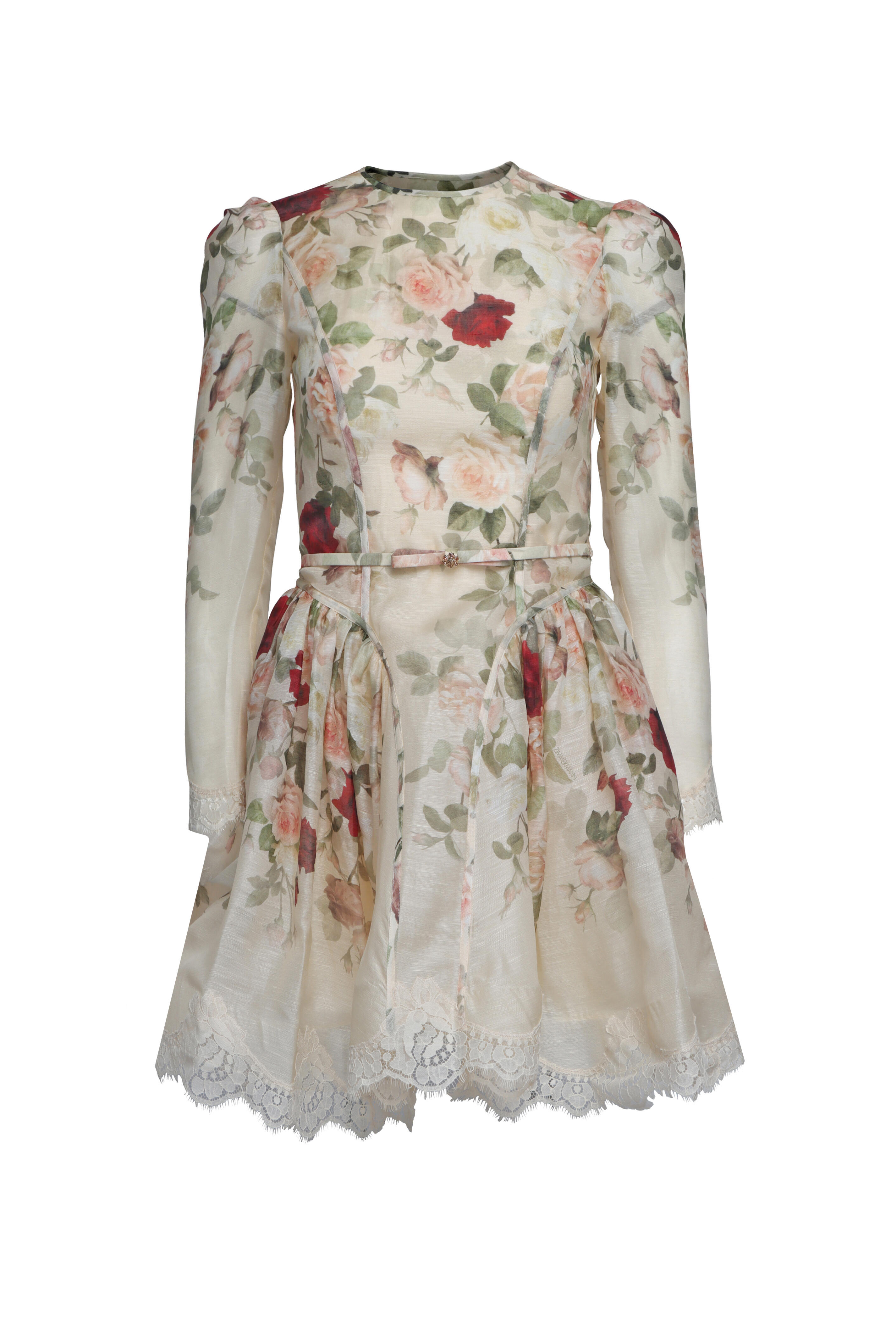 Zimmermann - Hypnotic Cream Cascade Lace Mini Dress