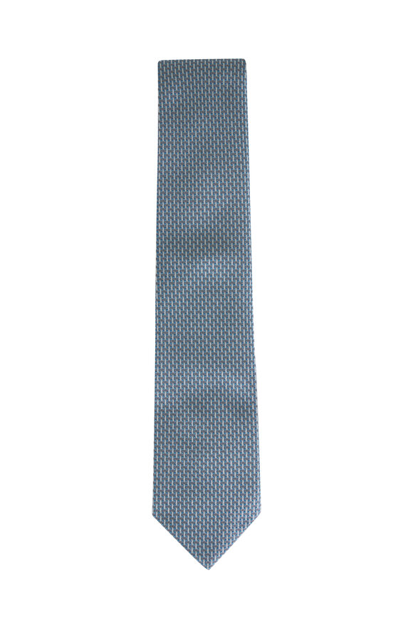 Brioni Aqua Micro Jacquard Silk Necktie - view 1