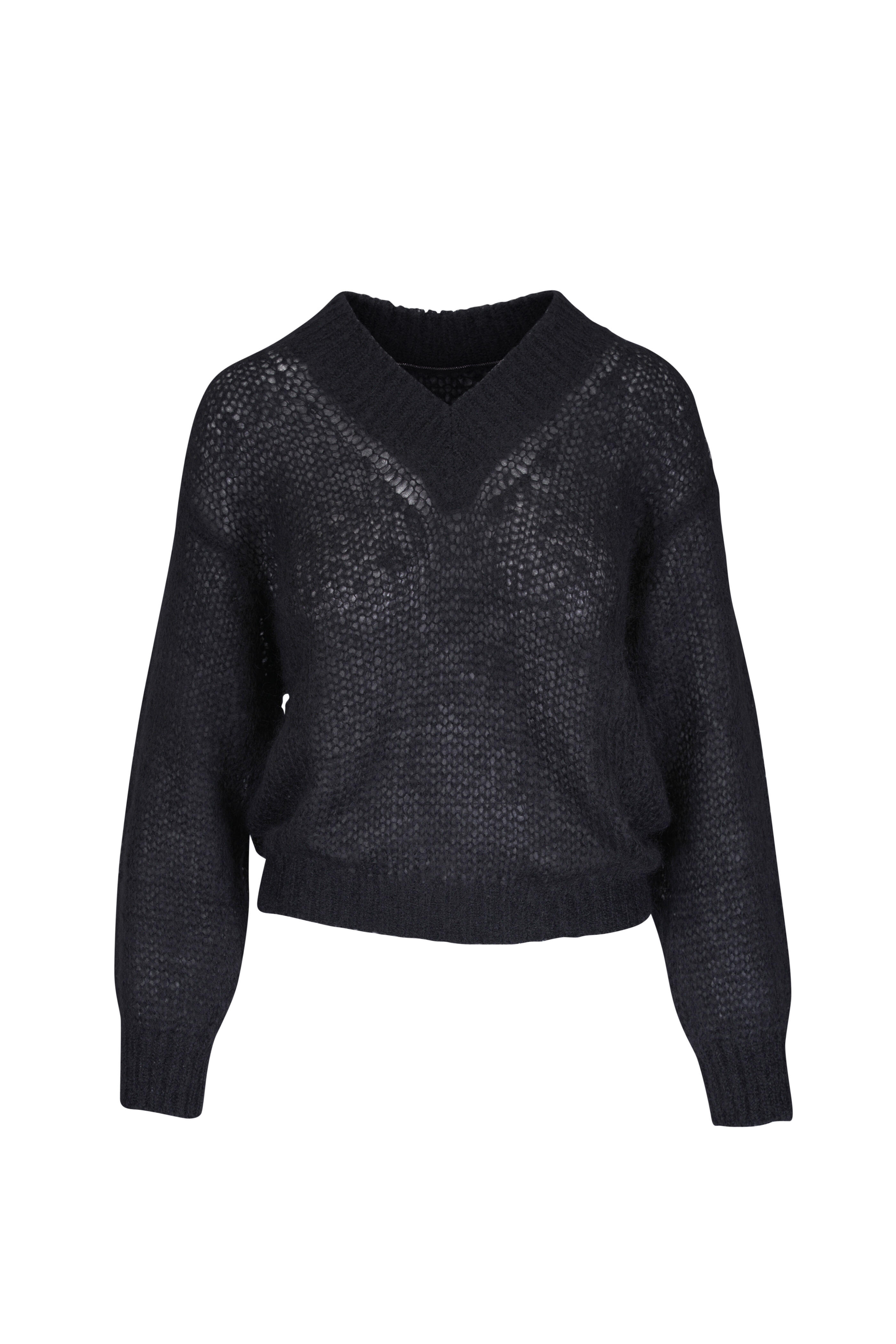 Brunello Cucinelli - Black Lofty V-Neck Sweater - view 1