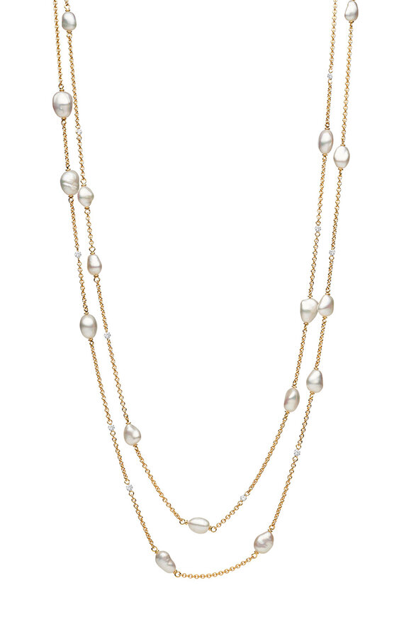 Paspaley 18k Yellow Gold Pearl Rockpool Chain Necklace - view 2