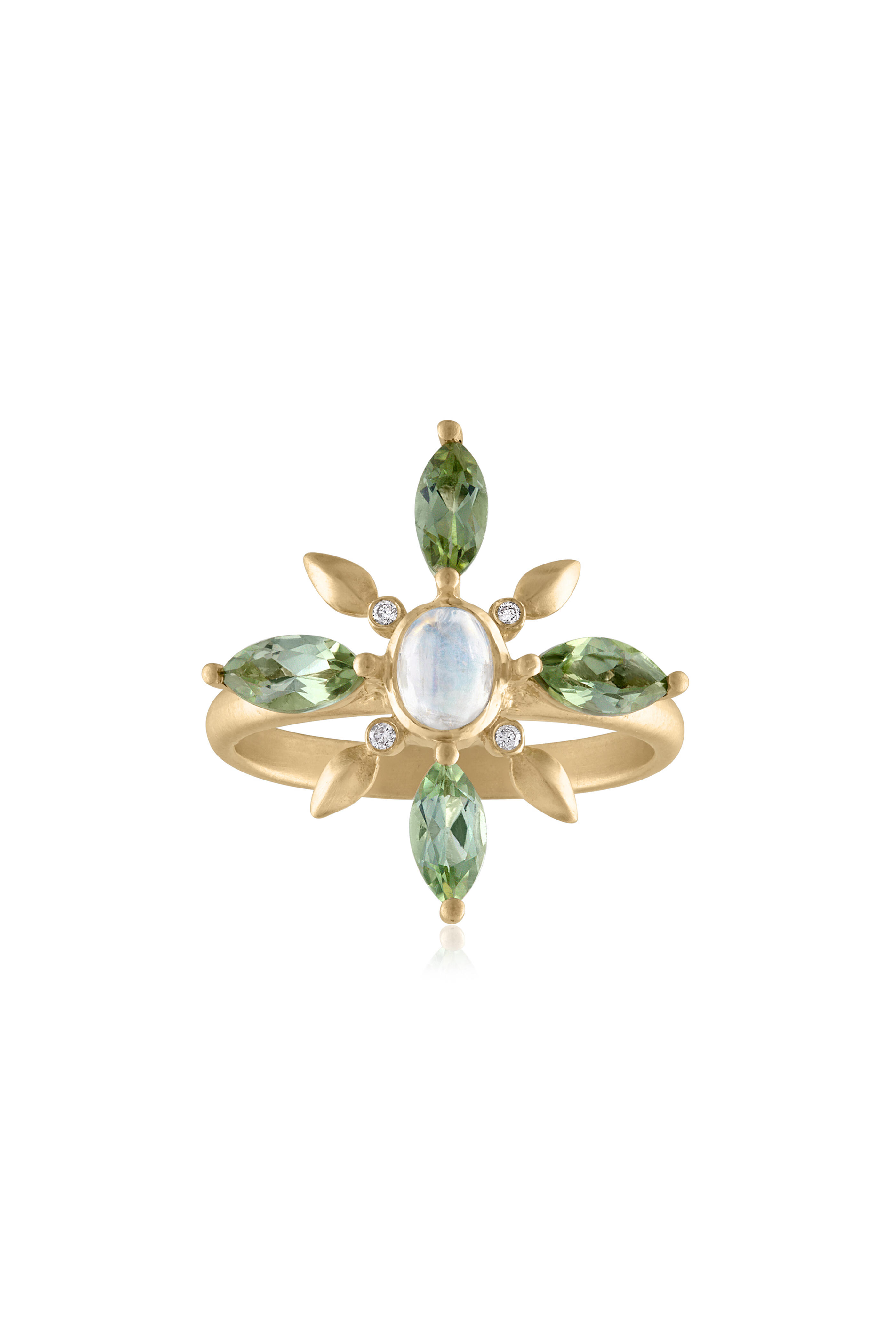 Loriann - Cassia Star Gazer Moonstone & Tourmaline Ring