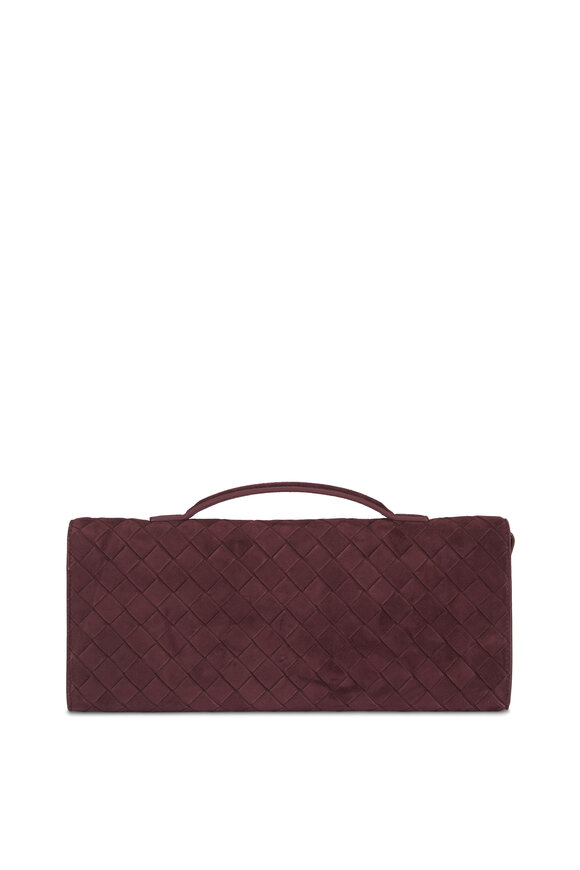 Bottega Veneta Andiamo Deep Mahogany Intrecciato Suede Clutch - view 3