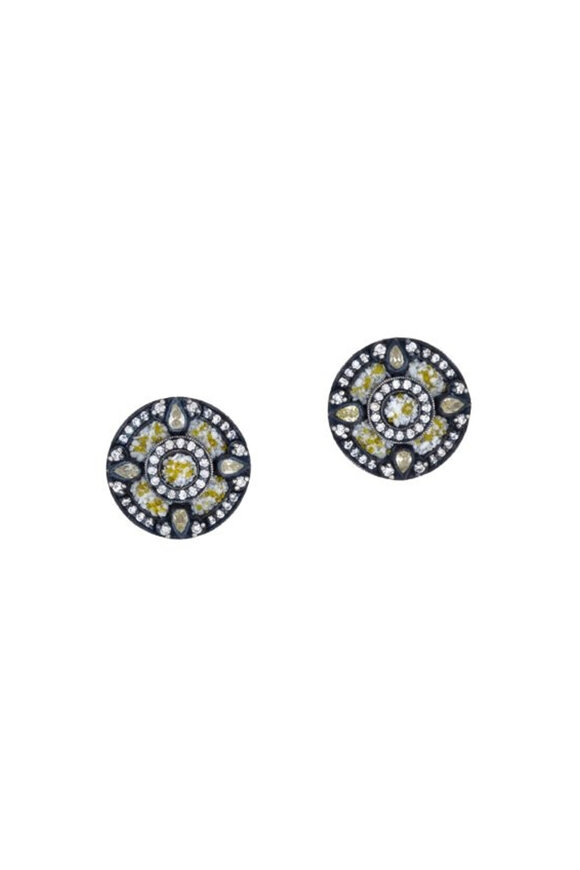 Sevan Bicakci White & Yellow Diamond Button Earrings