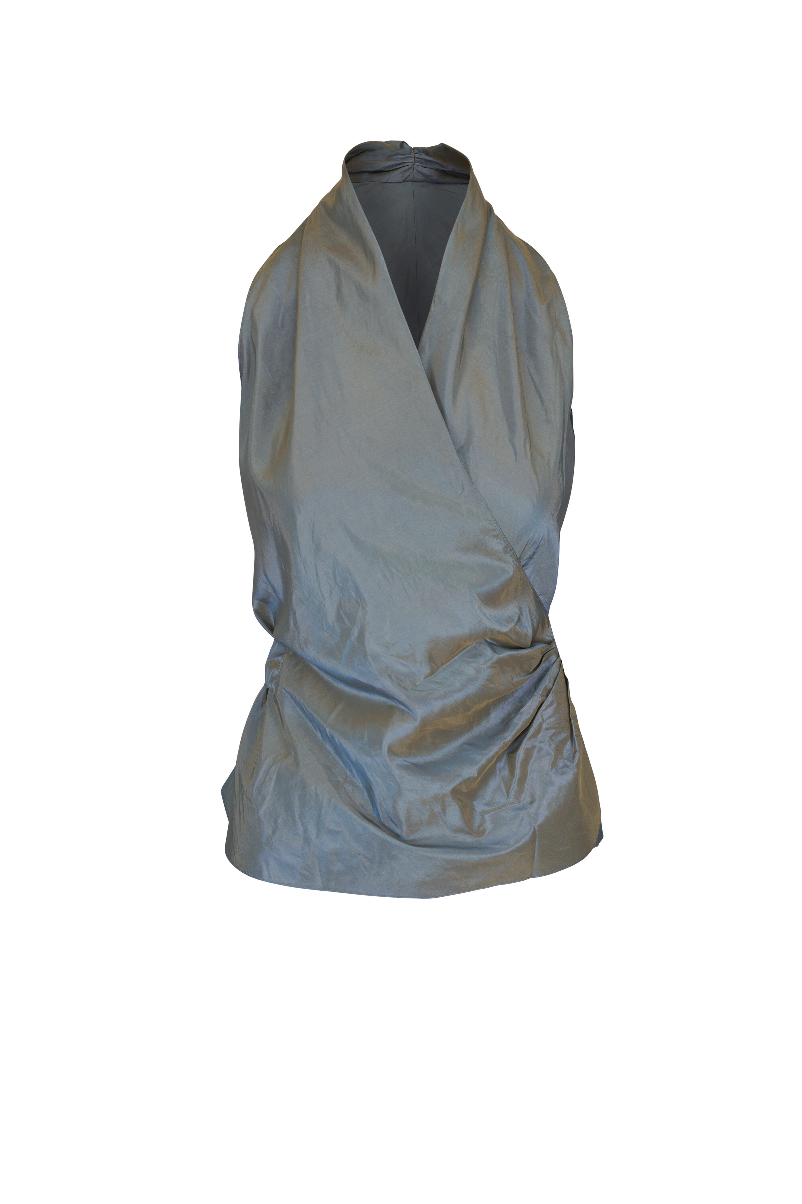 Peter Cohen - Mermaid Blue Iridescent Taffeta Wrap Top