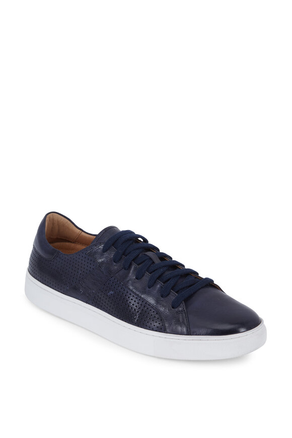 Trask - Aaron Navy Blue Perforated Leather Sneaker