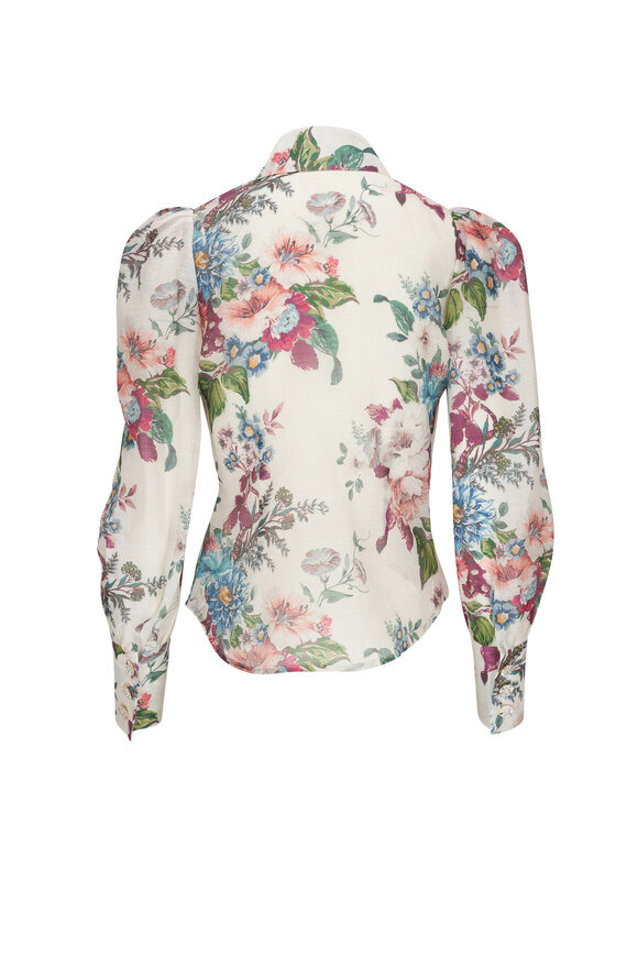 Zimmermann - Matchmaker Ivory Floral Linen Body Shirt 