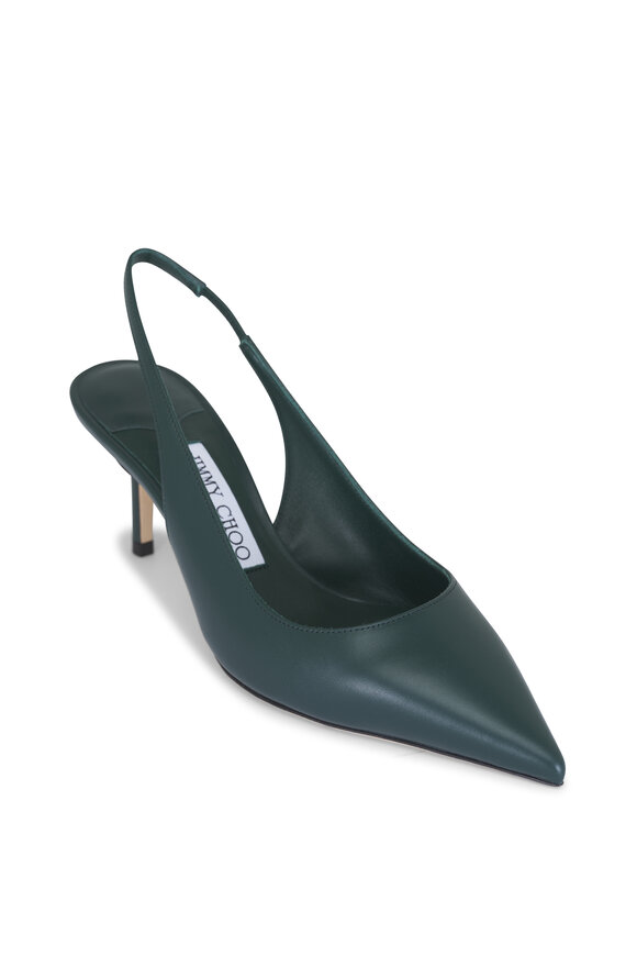 Jimmy Choo Love Dark Green Leather Slingback, 65mm - view 1