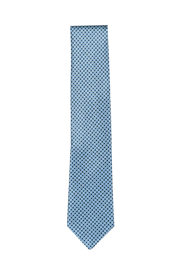 Geoff Nicholson Blue Micro Dot Silk Necktie
