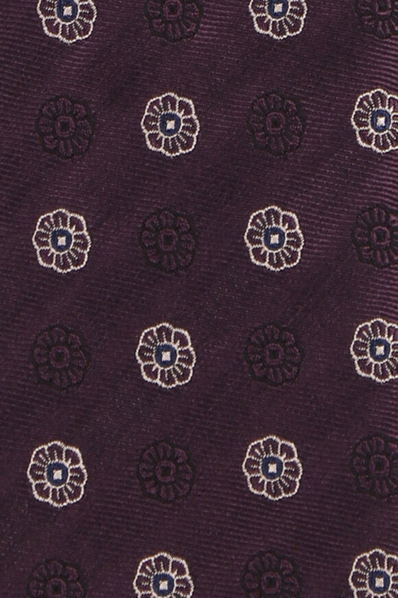 Geoff Nicholson Purple Mini Floral Necktie - view 2