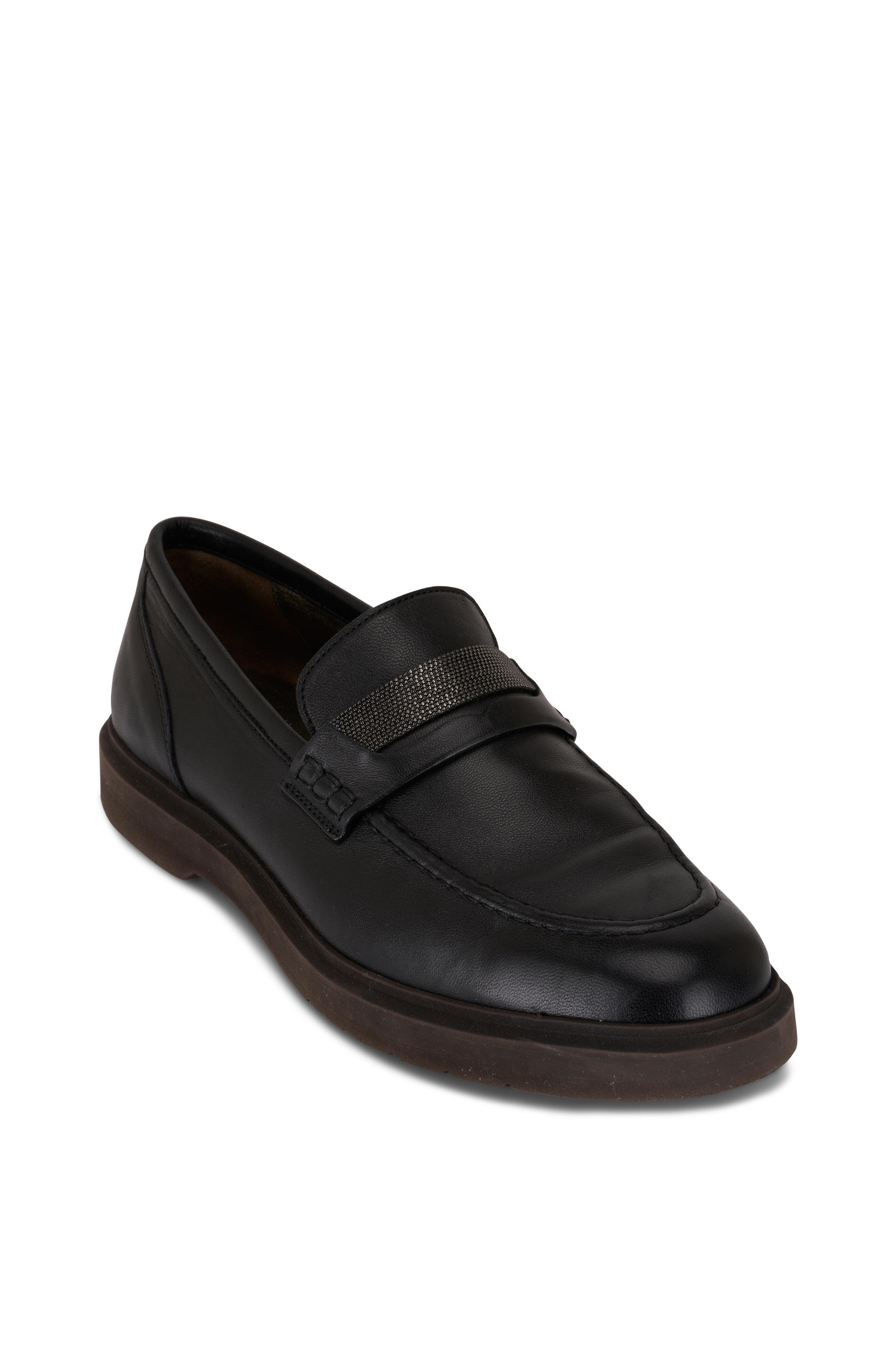 Brunello Cucinelli - Black Leather Penny Loafer | Mitchell