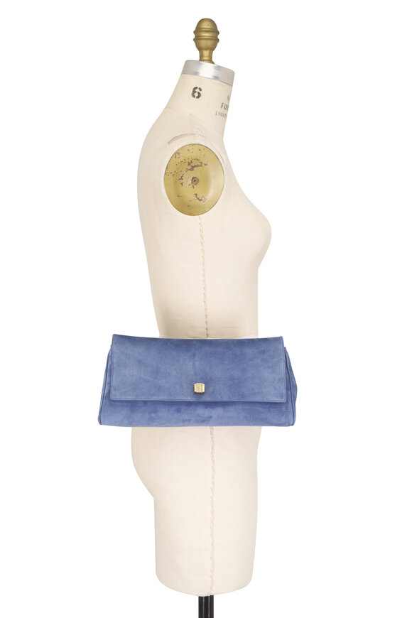 Khaite Audrey Cloud Blue Suede Clutch - view 7