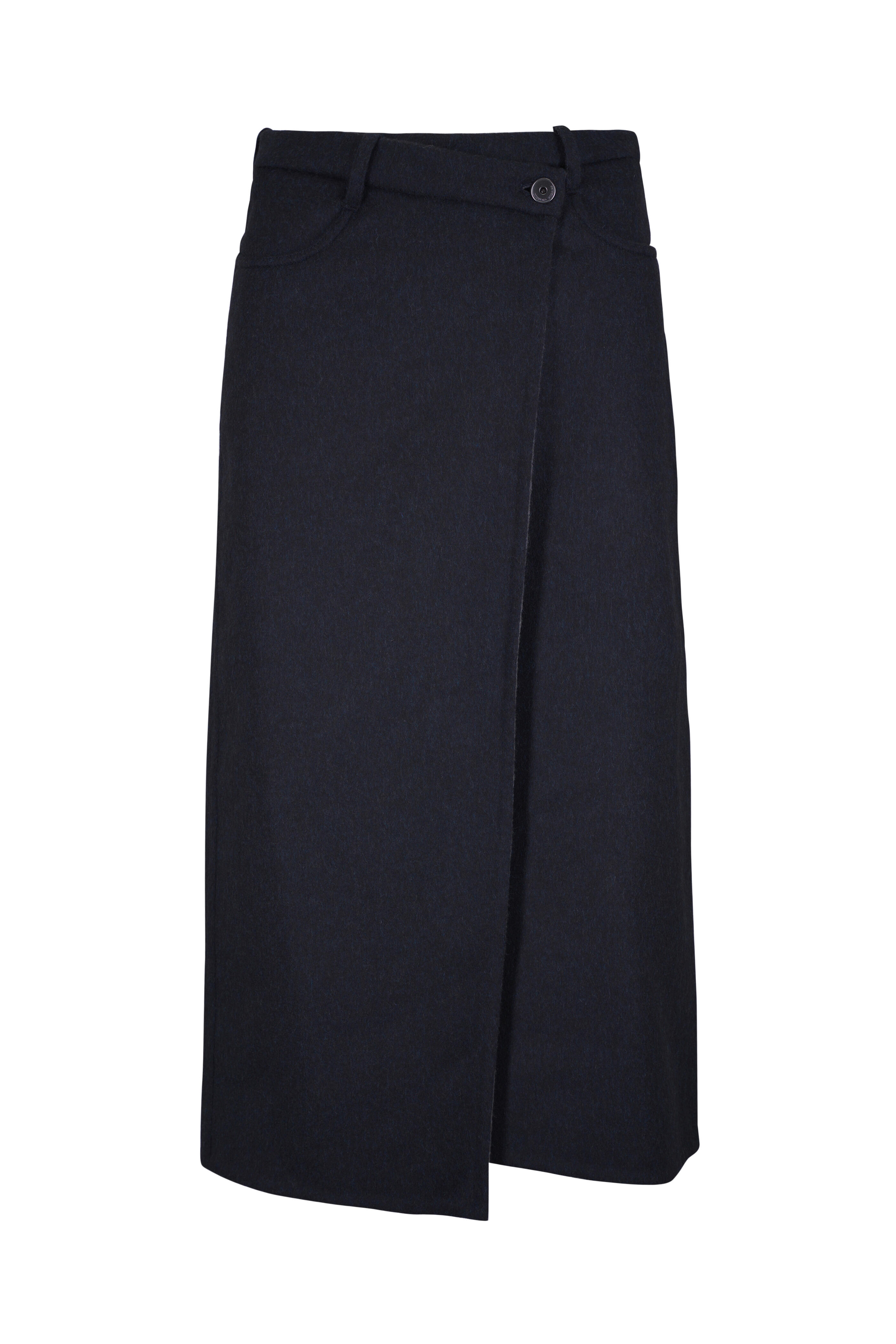 Brunello Cucinelli - Navy Blue Wool Wrap Skirt