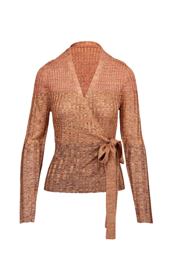 Zimmermann Mouline Chocolate Multi Ribbed Wrap Top - view 1