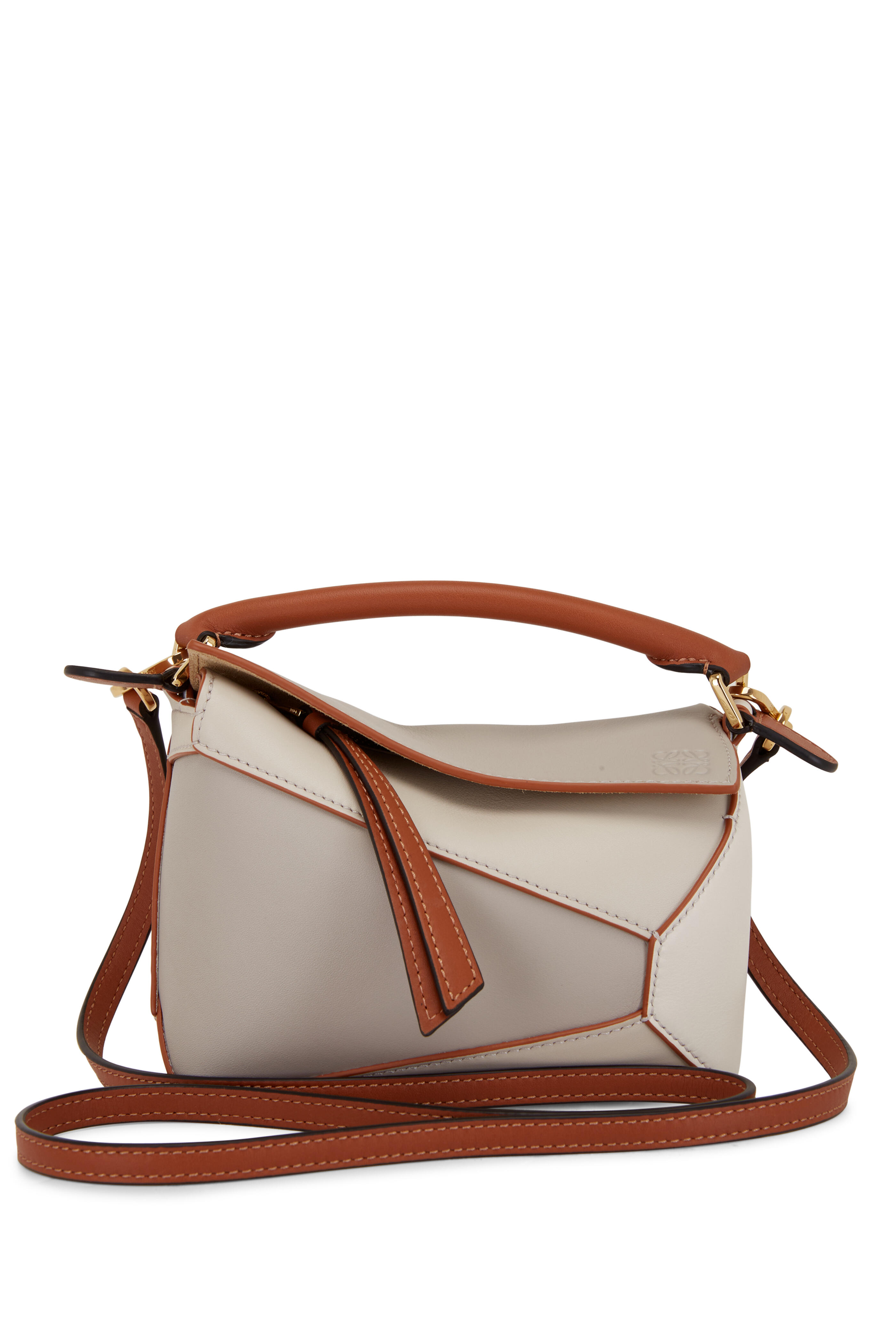 Loewe Women's Mini Puzzle Dust Beige & Soft White Shoulder Bag | by Mitchell Stores
