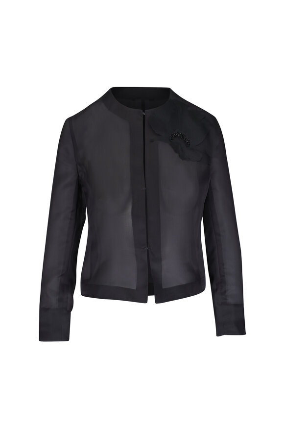 Akris Punto - Black & Cream Cotton Stretch Tweed Jacket
