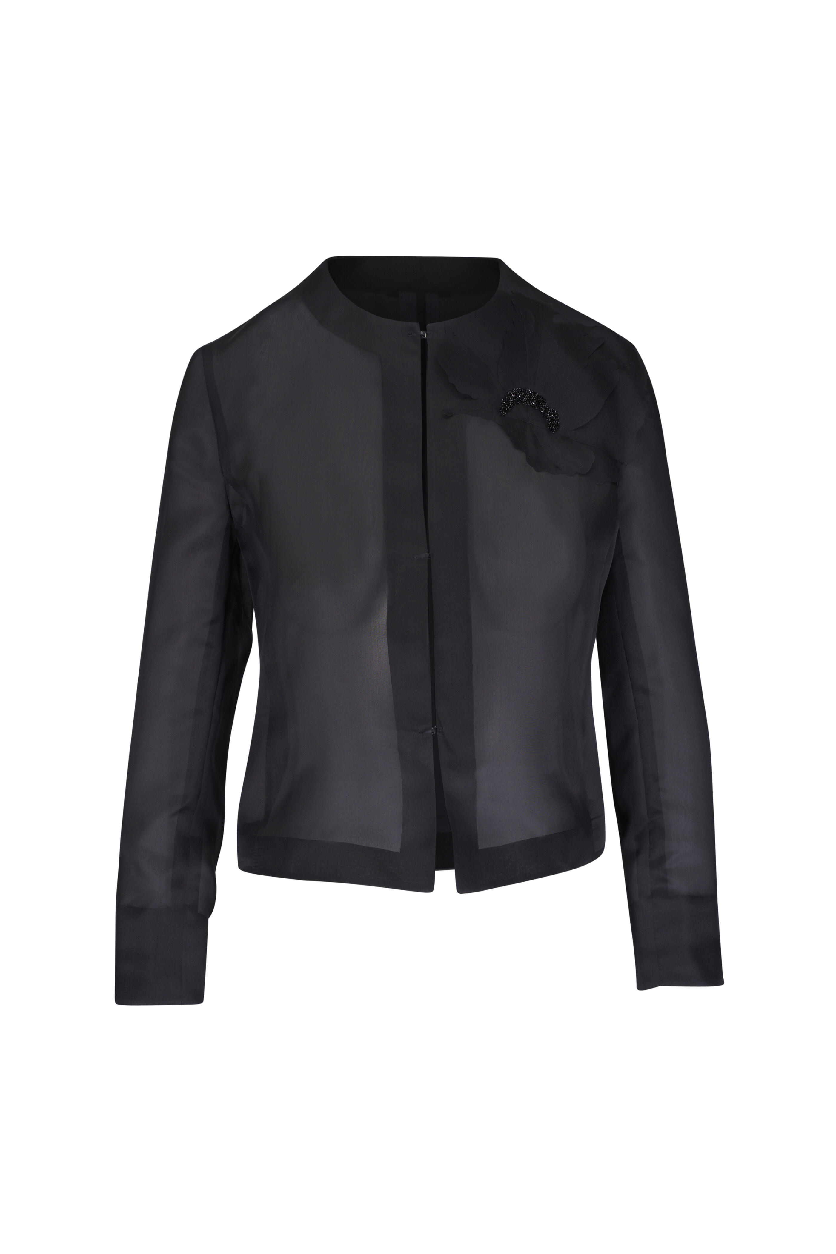 Akris - Akio 3D Anemone Black Silk Organza Jacket