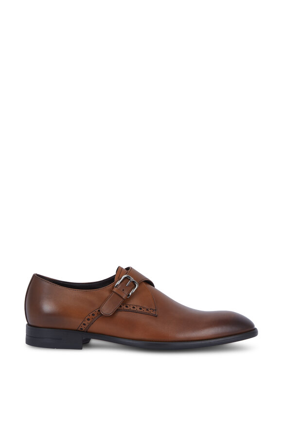 Zegna - Medium Brown Leather G-Flex Monk Shoe