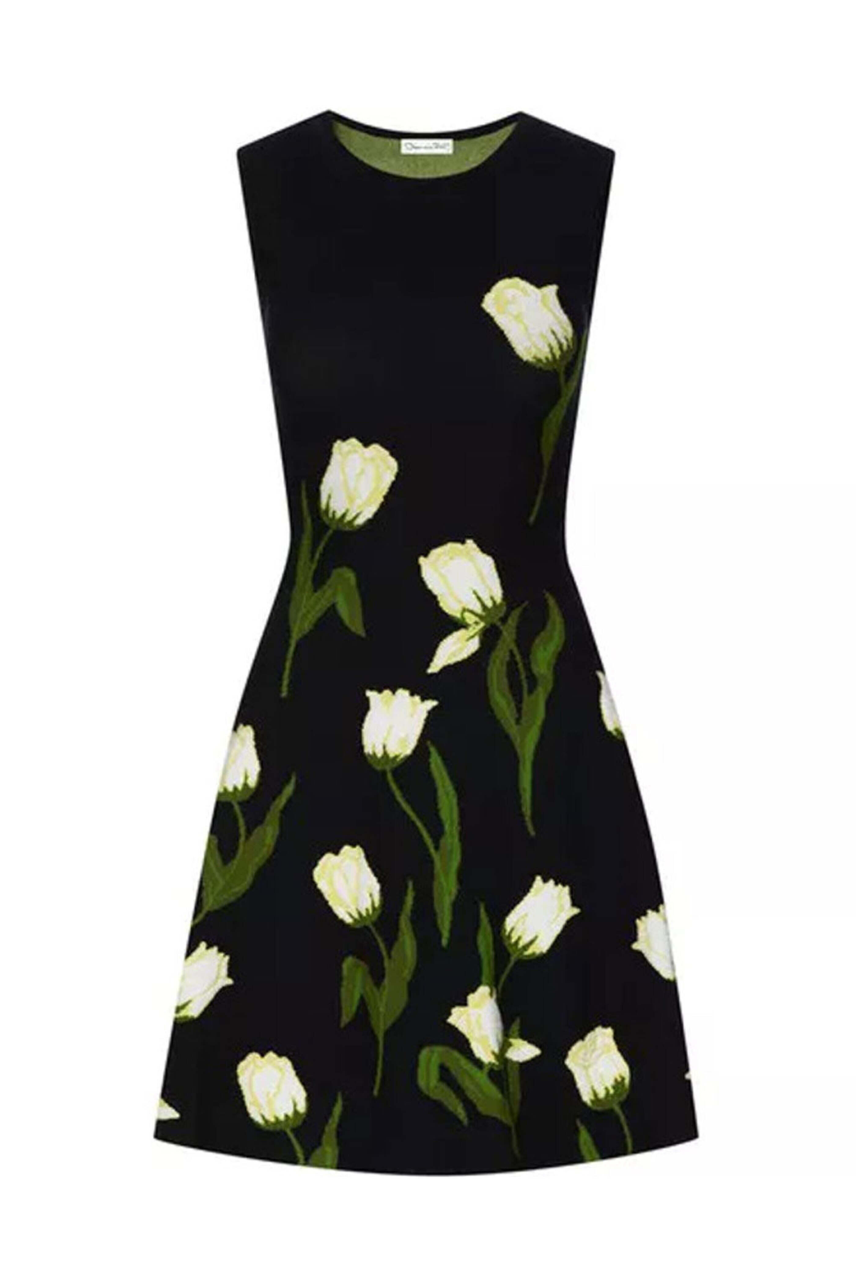 Oscar de la Renta - Navy Multi Knit Sleeveless Dress