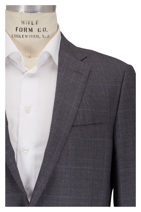 Gray Plaid Wool Suit