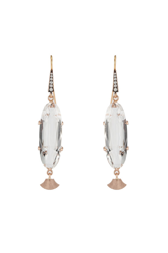 Sylva & Cie - 14K Rose Gold Oval Quartz Drop Earrings