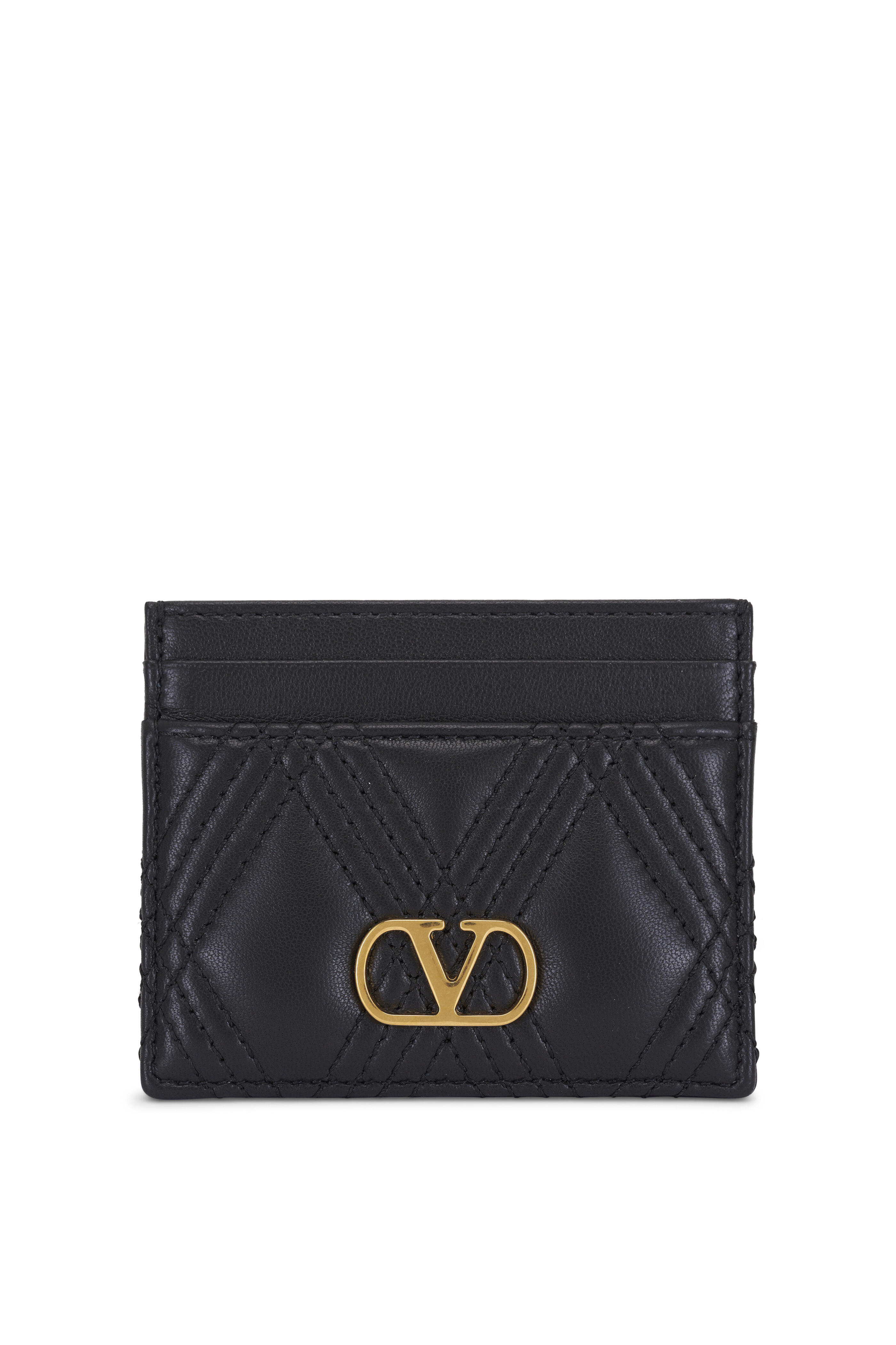 Valentino Garavani - Black Quilted Leather Card Case