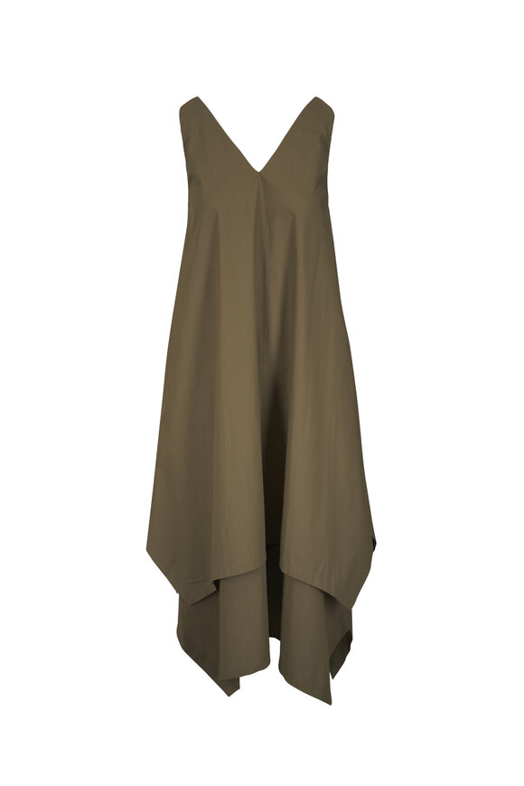 Odeeh Dark Olive Cotton Poplin Dress