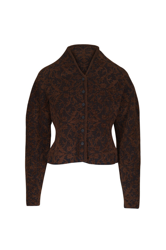Loro Piana Gardenia Brown & Black Floral Jacquard Jacket - view 1