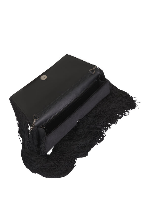 Akris Small Anouk Black Fringe Chain Clutch - view 4