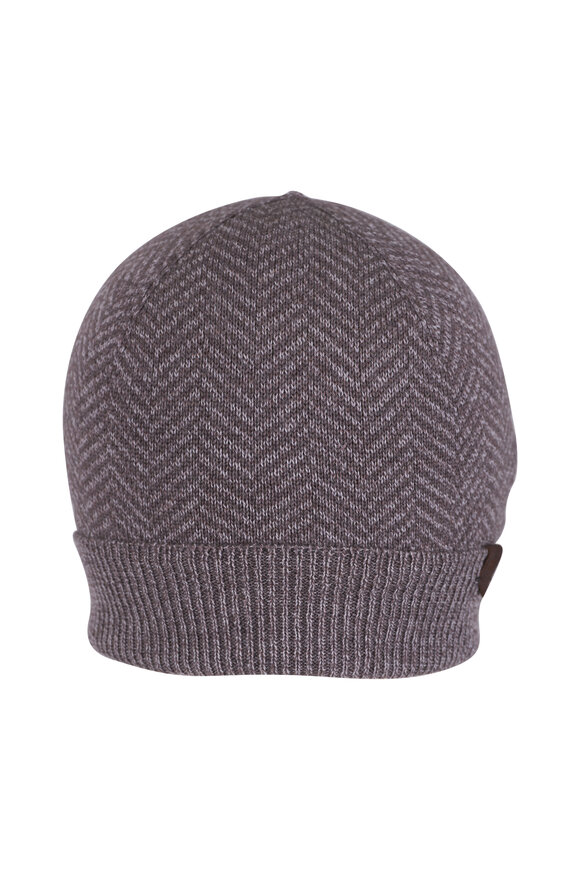 Maurizio Baldassari Beige Herringbone Beanie