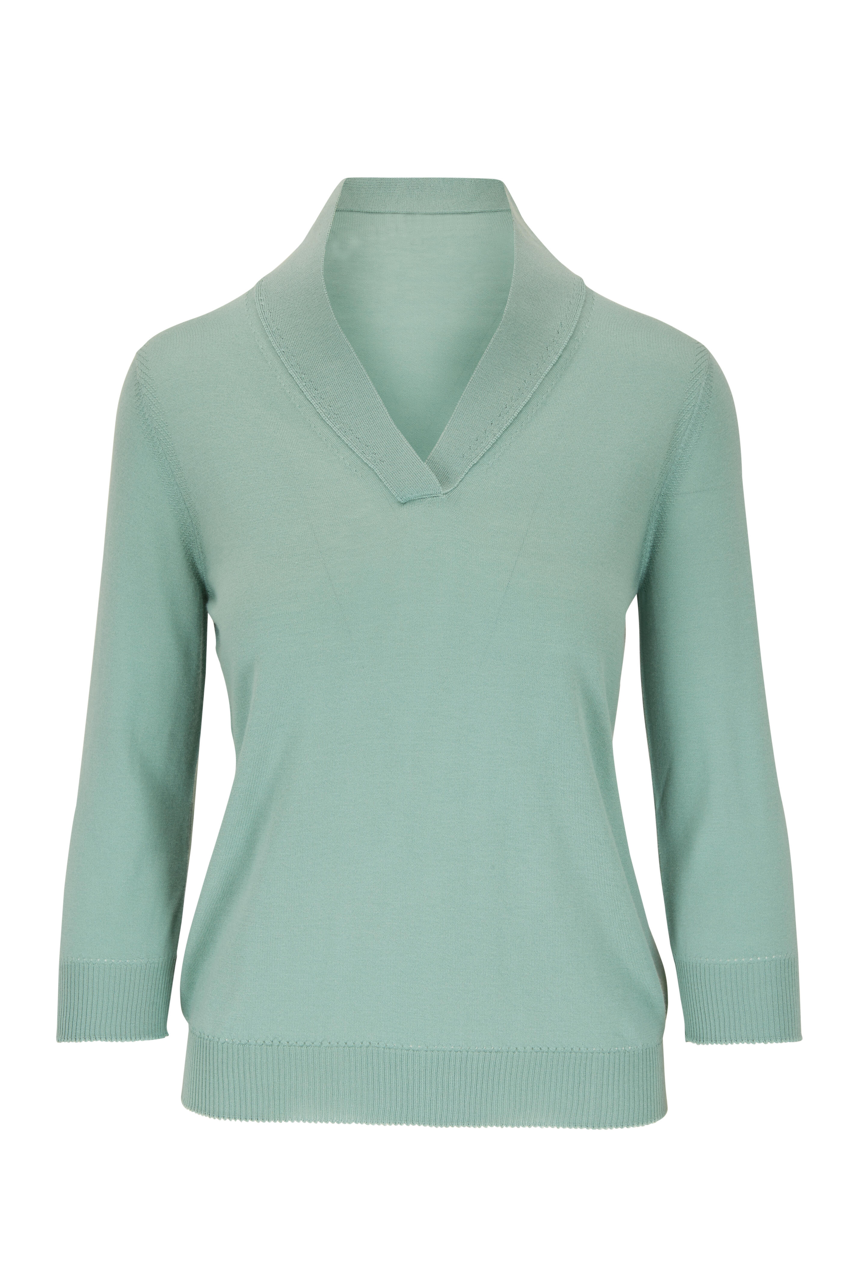 Loro Piana - Jade Baby Cashmere Angel Folded V-Neck Sweater