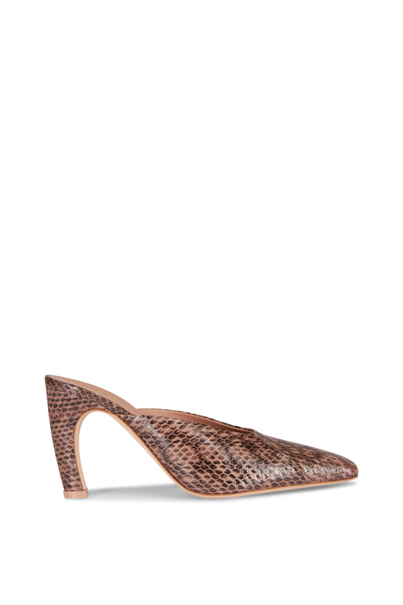 Malone Souliers Rowe Taupe Embossed Leather Mule, 90mm - view 2
